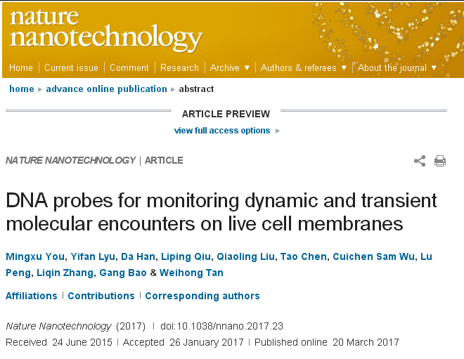 谭蔚泓教授课题组在naturenanotechnology发表研究成果图文